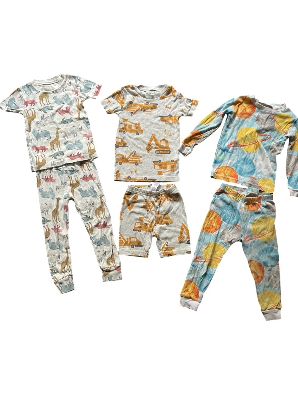 Pajama Bundle 3 Pairs Carter’s & Cloud Island Space Safari & Trucks Size 2T